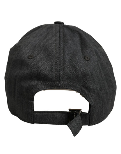 Dolce & Gabbana Men Dark Gray Herringbone Baseball Cap Hat