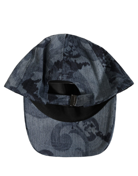 Dolce & Gabbana Men Blue All Over Logo Cotton Baseball Cap Hat