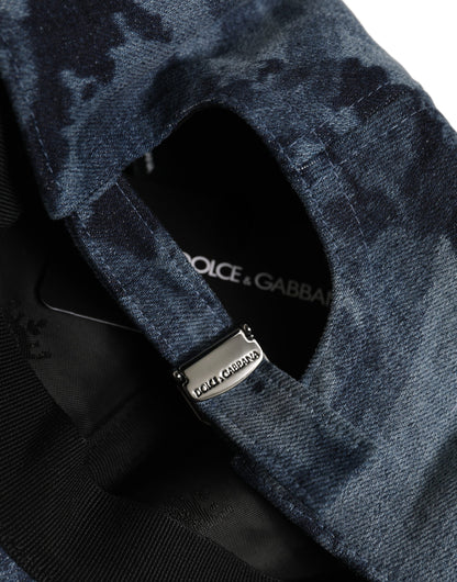 Dolce & Gabbana Men Blue All Over Logo Cotton Baseball Cap Hat