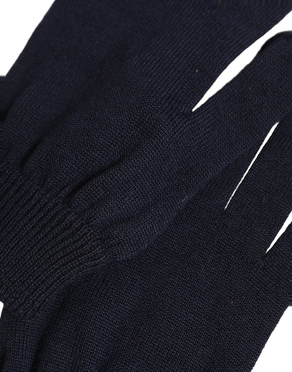 Dolce & Gabbana Men Dark Blue Cashmere Knitted Winter Gloves