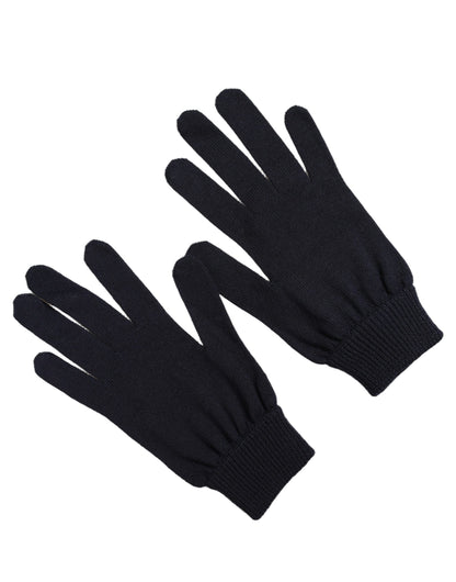 Dolce & Gabbana Men Dark Blue Cashmere Knitted Winter Gloves