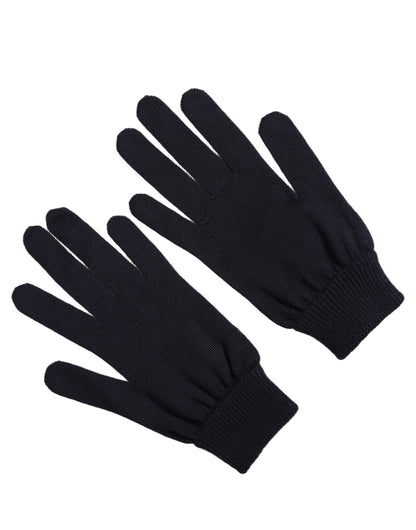 Dolce & Gabbana Men Dark Blue Cashmere Knitted Winter Gloves