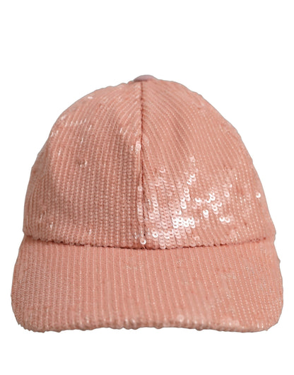 Dolce & Gabbana Men Pink Cotton Sequin Baseball Cap 6 Panels Hat