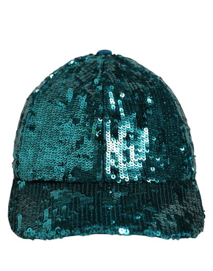 Dolce & Gabbana Men Green Cotton Sequin Baseball Cap 6 Panels Hat