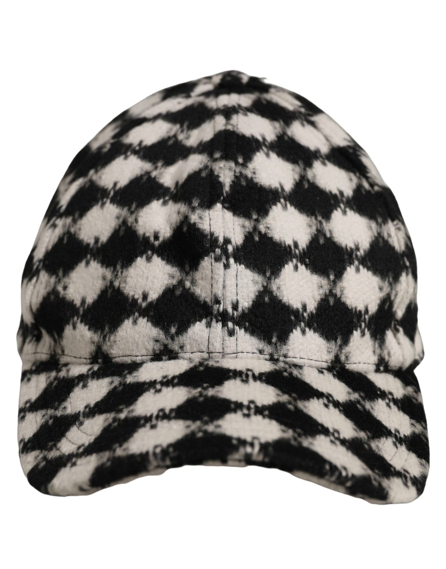 Dolce & Gabbana Men Black White Diamond Wool Baseball Cap Hat