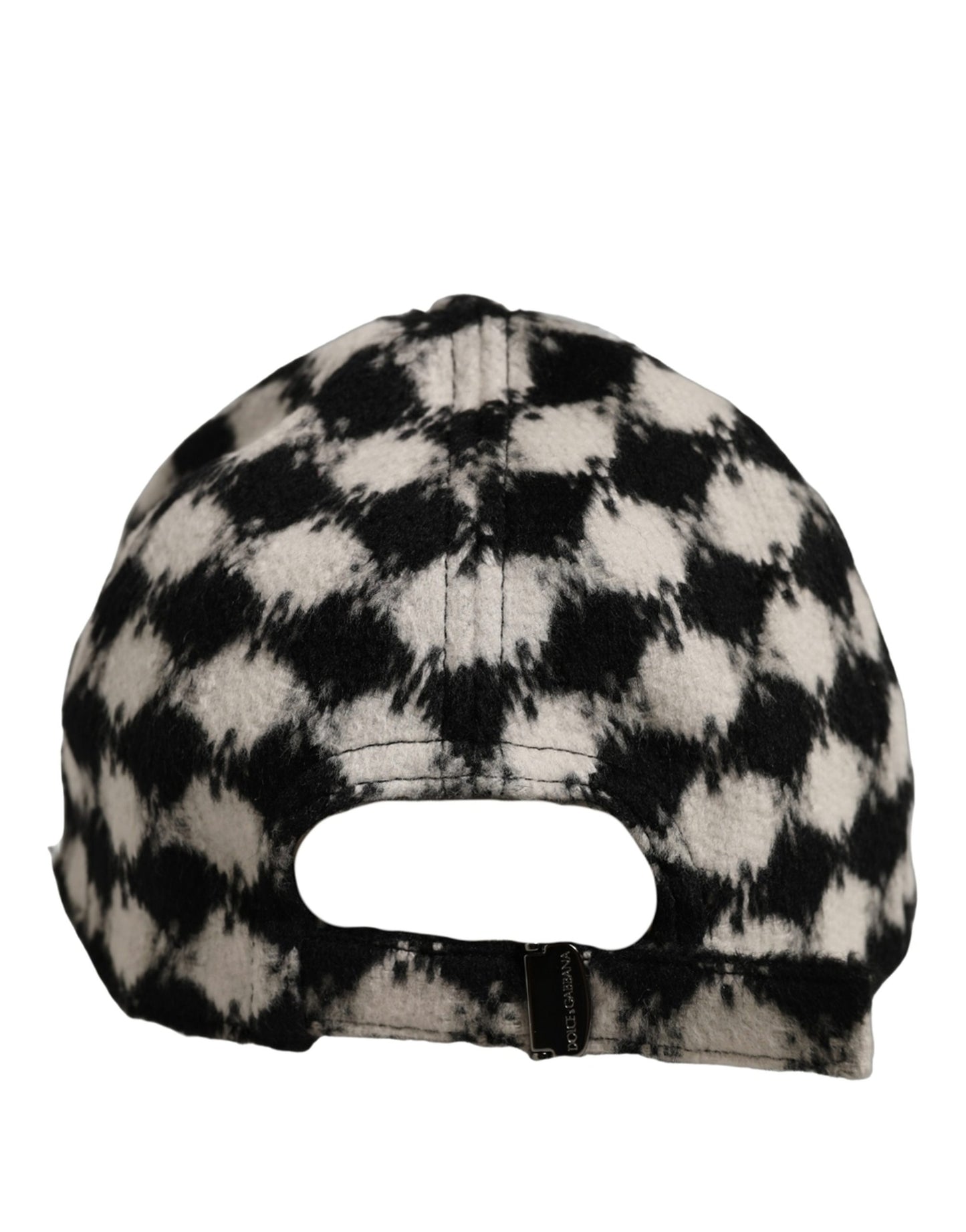 Dolce & Gabbana Men Black White Diamond Wool Baseball Cap Hat