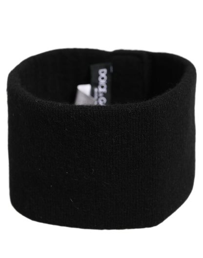 Dolce & Gabbana Men Black Cashmere Knitted Logo Head Band One Size