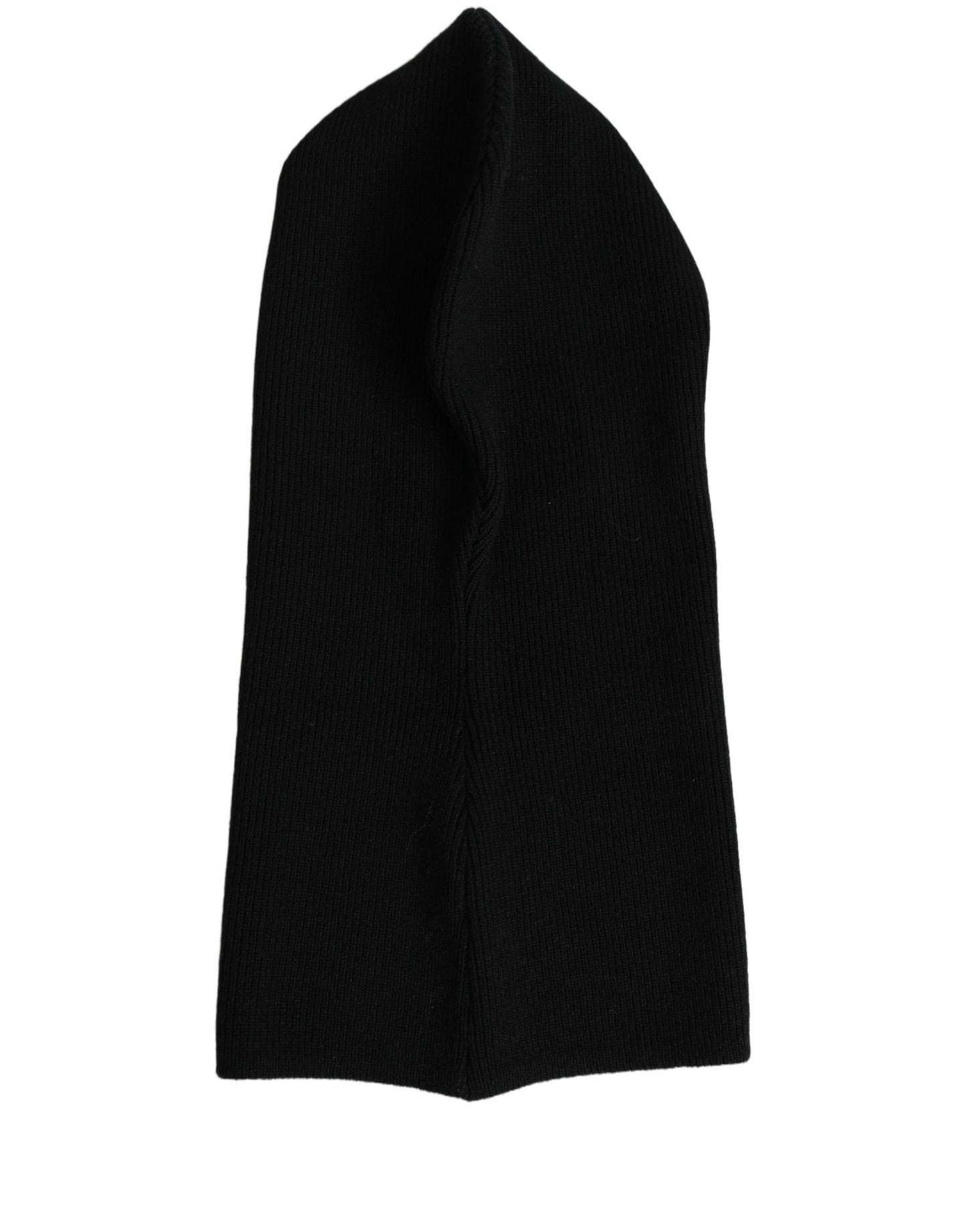 Dolce & Gabbana Men Black Wool Ribbed Knit Balaclava Wrap One Size Hat