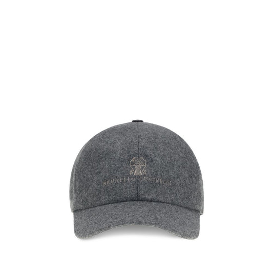 Baseball Cap by Brunello Cucinelli for men in wool gray presents a statuesque silhouette, artfully capturing the essence of the statuesque Wool Baseball Cap design for a sophisticated look.
