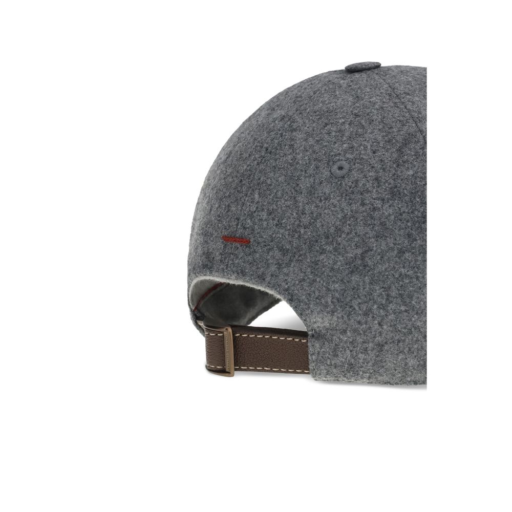 Baseball Cap by Brunello Cucinelli for men in wool gray features an artisanal silhouette, showcasing the artisanal Wool Baseball Cap design with a refined, artisanal finish.