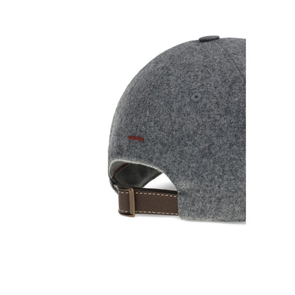 Baseball Cap by Brunello Cucinelli for men in wool gray features an artisanal silhouette, showcasing the artisanal Wool Baseball Cap design with a refined, artisanal finish.