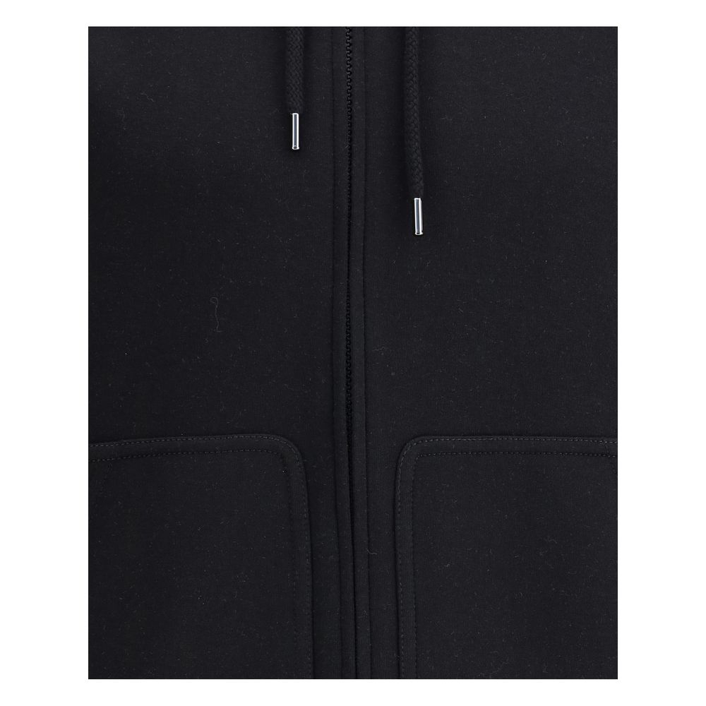Sweatshirt Hoodie by Brunello Cucinelli for men in polyamide silk cotton & capra leather black features an dramatic silhouette, showcasing a sophisticated hooded neckline and dramatic for a refined, modern aesthetic.