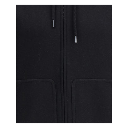 Sweatshirt Hoodie by Brunello Cucinelli for men in polyamide silk cotton & capra leather black features an dramatic silhouette, showcasing a sophisticated hooded neckline and dramatic for a refined, modern aesthetic.