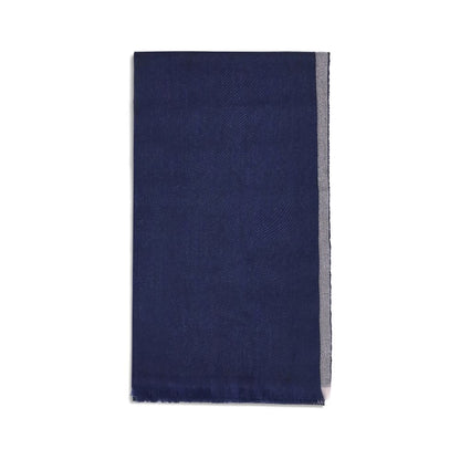 Scarf by Brunello Cucinelli for men in cashmere wool blue & patterned features a snug silhouette, perfectly showcasing the elegant drape and premium finish of the Cashmere Wool Frayed-Edge Scarf.