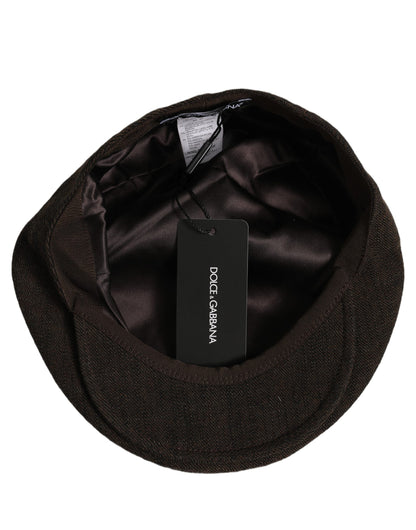 Dolce & Gabbana Men Brown Cotton Flat Cloth Newsboy Cap Hat