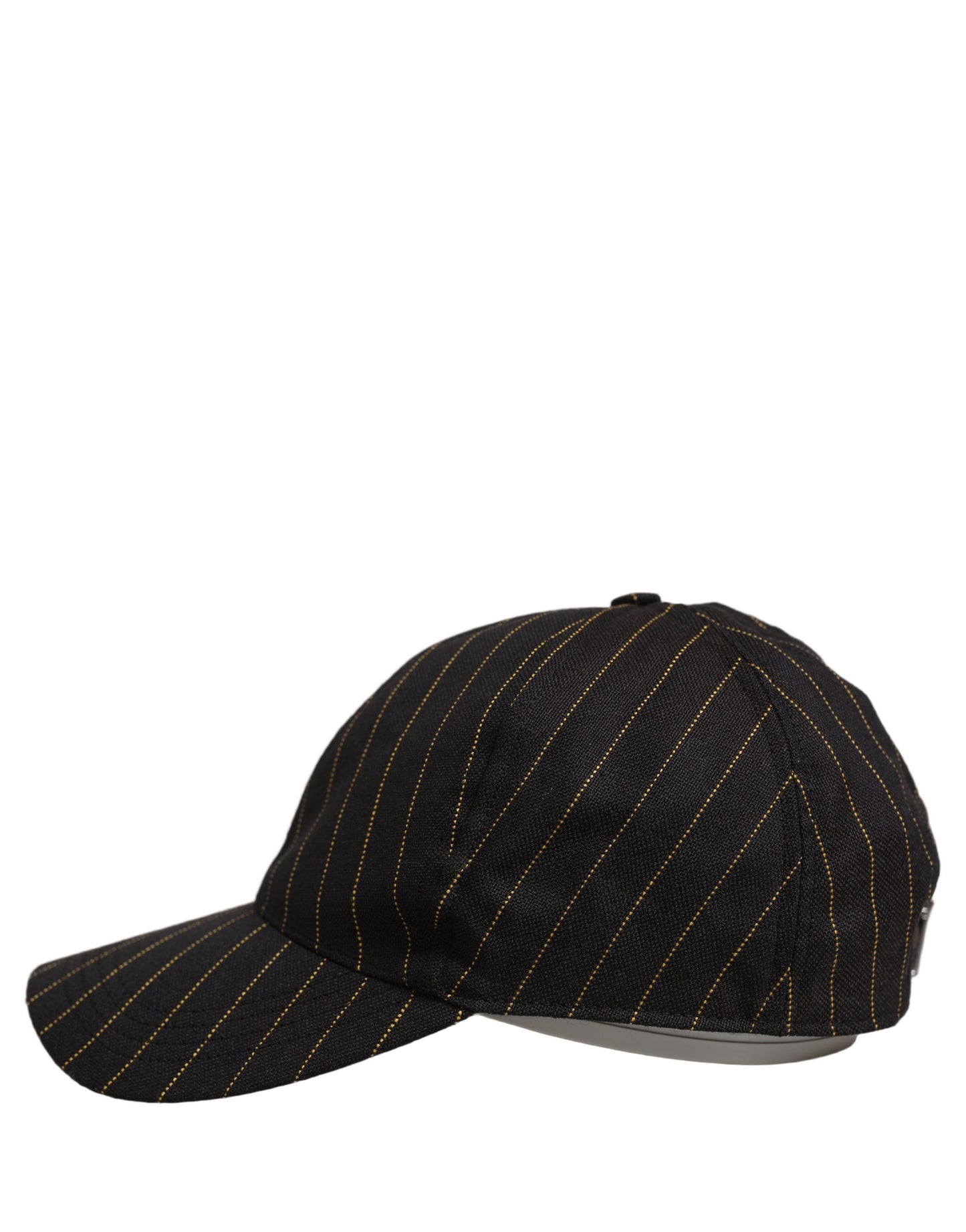 Dolce & Gabbana Black Gold Pinstriped Cotton Baseball Cap Hat