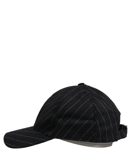 Dolce & Gabbana Black Gold Pinstriped Cotton Baseball Cap Hat