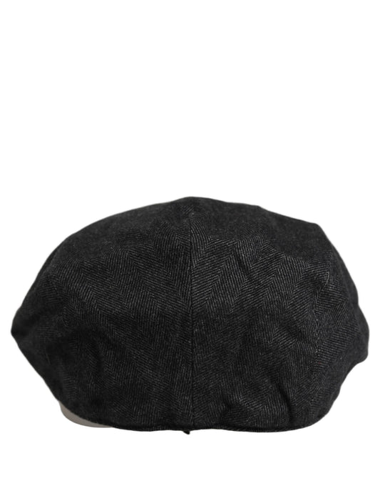 Dolce & Gabbana Men Black Cotton Flat Cloth Newsboy Cap Hat