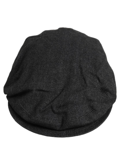 Dolce & Gabbana Men Black Cotton Flat Cloth Newsboy Cap Hat
