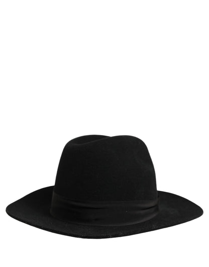 Dolce & Gabbana Men Black Classic Wide Brim Fedora Capello Hat