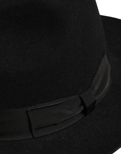 Dolce & Gabbana Men Black Classic Wide Brim Fedora Capello Hat
