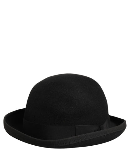 Dolce & Gabbana Men Black Rabbit Fur Felt Bowler Capello Hat