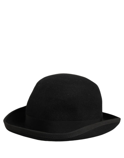 Dolce & Gabbana Men Black Rabbit Fur Felt Bowler Capello Hat