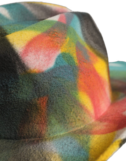 Dolce & Gabbana Men White Graffiti Wide Brim Fedora Capello Hat