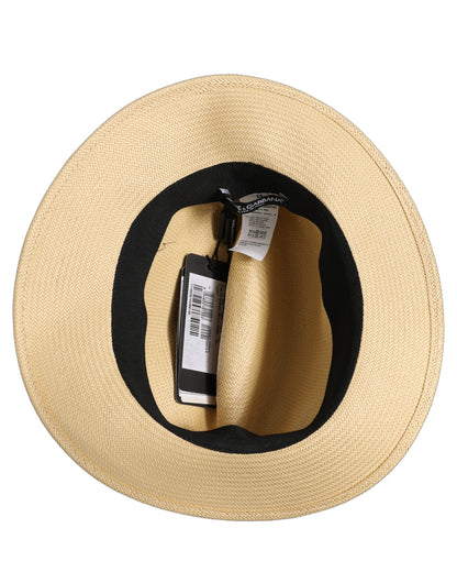 Dolce & Gabbana Fedora Ribbon Paper & Straw Panama Hat - Beige Black