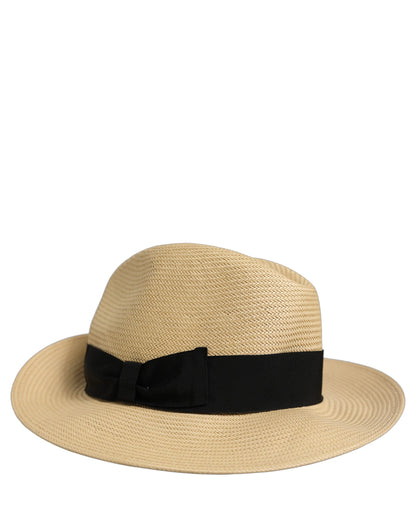 Dolce & Gabbana Men Beige Paper Straw Fedora Panama Capello Hat