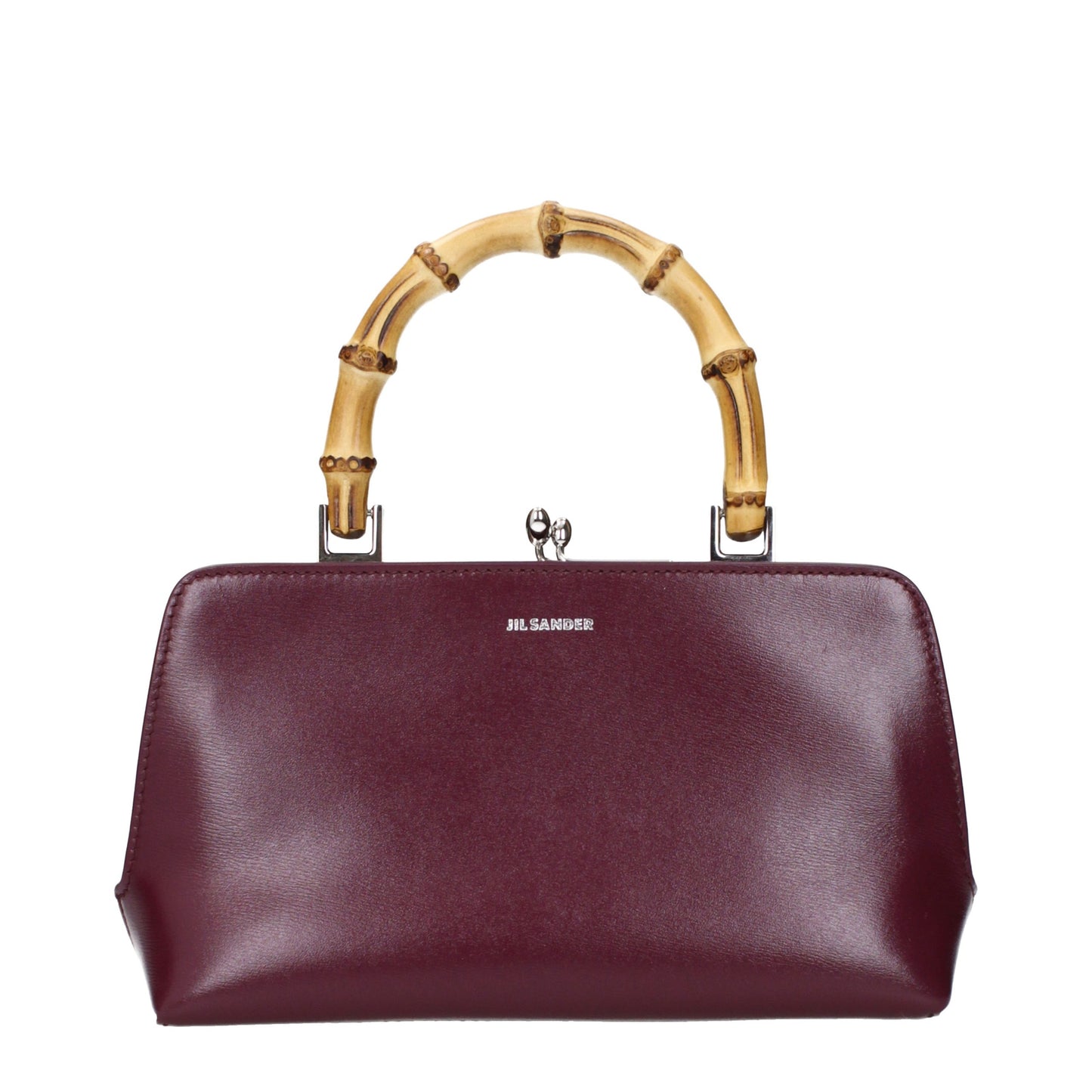 Handbag by Jil Sander for women in leather red features a signature silhouette, showcasing a secure and signature with versatile for a sophisticated look.