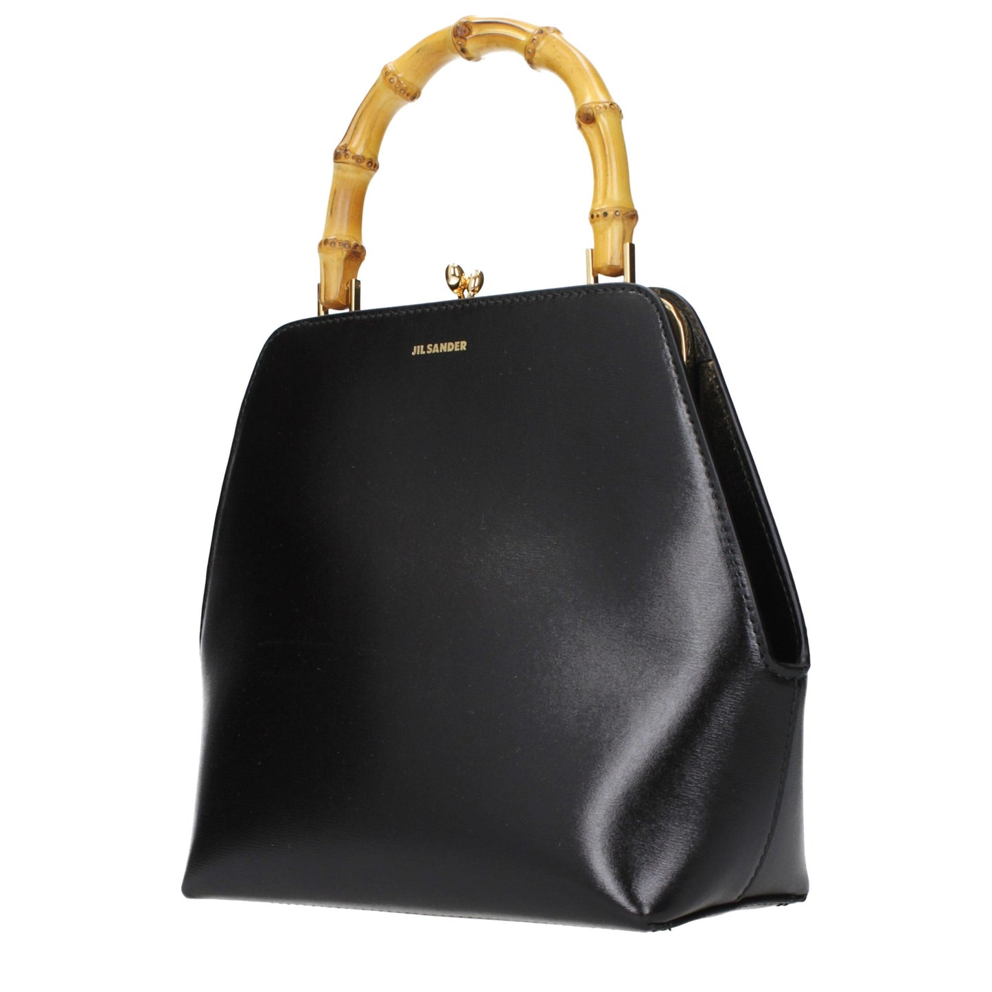 Handbag by Jil Sander for women in leather black features a signature silhouette, showcasing a secure and signature with versatile for a sophisticated look.
