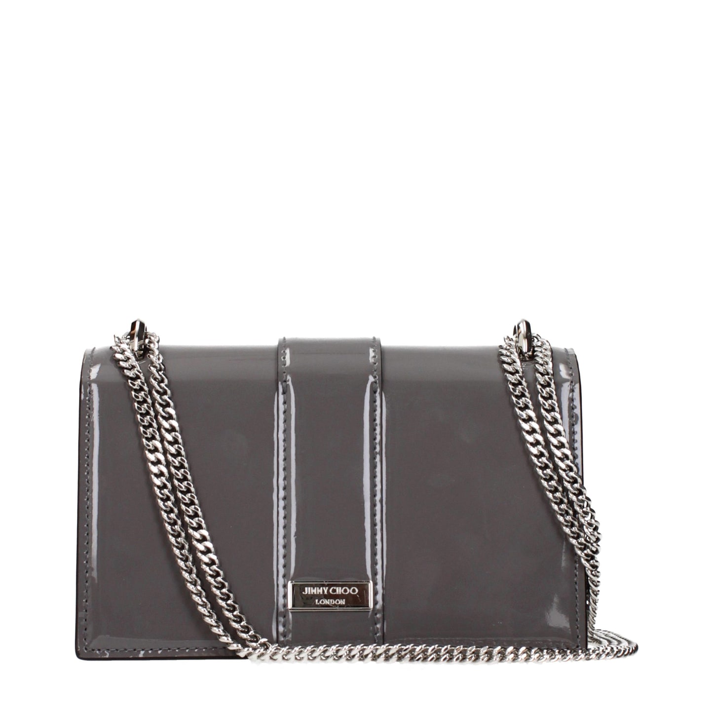 Shoulder Bag by Jimmy Choo for women in ostrich leather gray showcases a statuesque silhouette, artfully detailed with a secure , organized , and versatile shoulder-strap for a statuesque look.