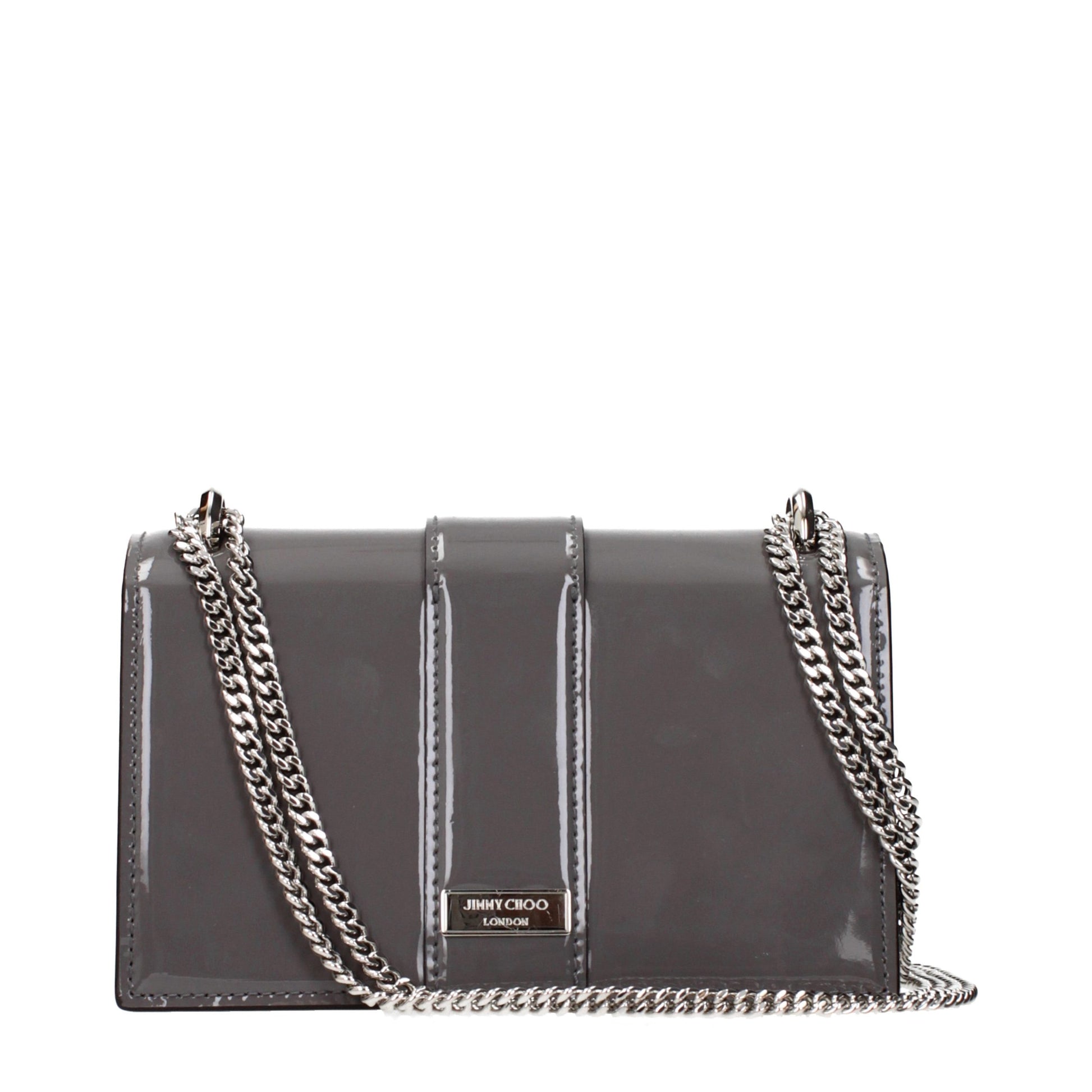 Shoulder Bag by Jimmy Choo for women in ostrich leather gray showcases a statuesque silhouette, artfully detailed with a secure , organized , and versatile shoulder-strap for a statuesque look.