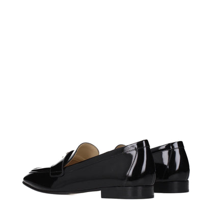 Flat Loafer Slip-On Shoes by Jimmy Choo for women in leather black features an ergonomic silhouette, perfectly showcasing Women's Leather Flat Loafer Slip-On Shoes with its distinct flat and elegant .