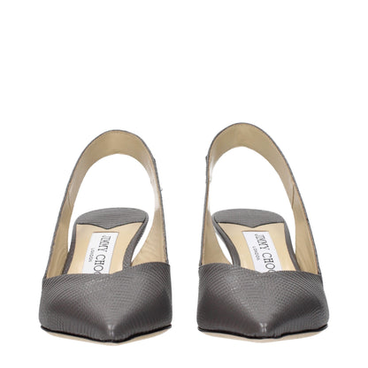 Jimmy Choo Women's Leather High-Heel Sandals Pumps Heels - Gray