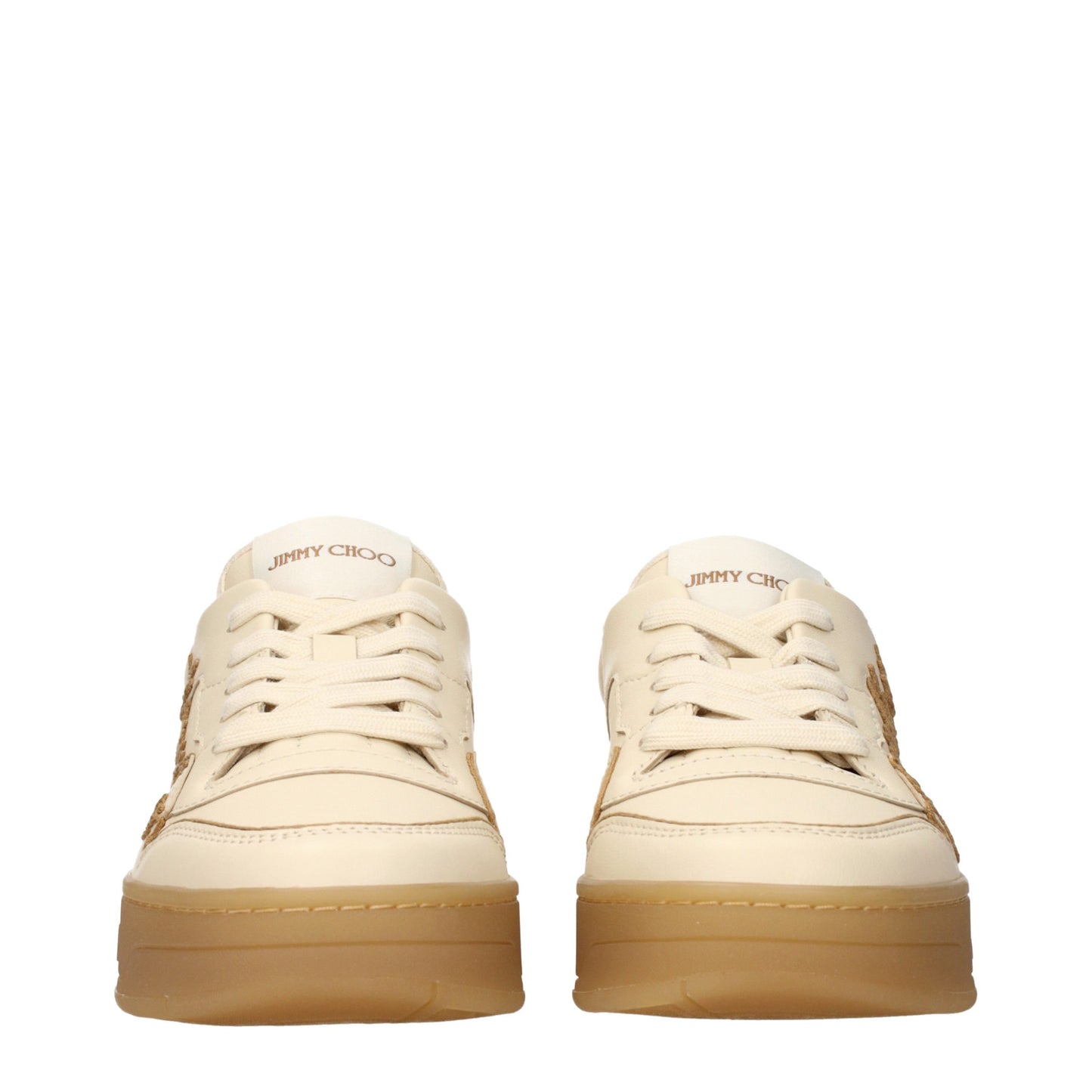 Sneakers by Jimmy Choo for women in leather beige features an timeless silhouette from the Women's Low Top Leather Sneakers collection, showcasing a signature low-top style with an timeless finish.