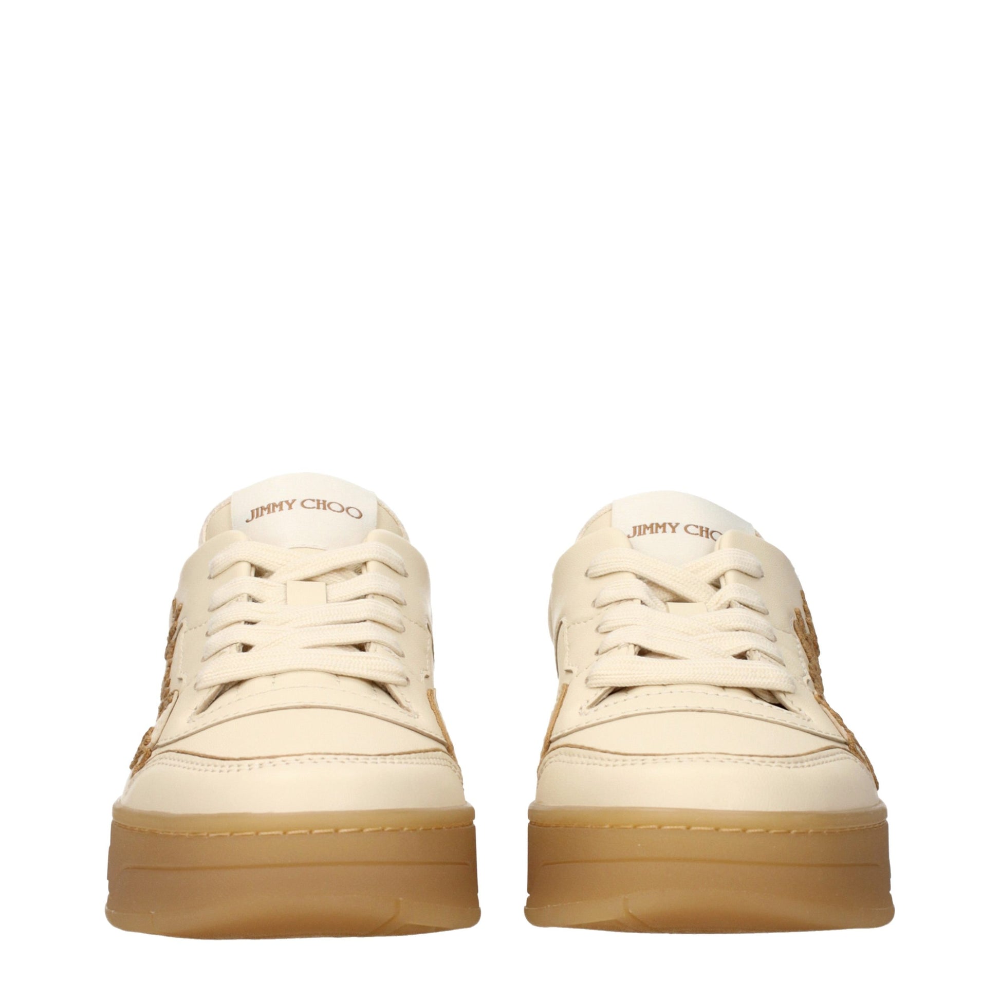 Sneakers by Jimmy Choo for women in leather beige features an timeless silhouette from the Women's Low Top Leather Sneakers collection, showcasing a signature low-top style with an timeless finish.