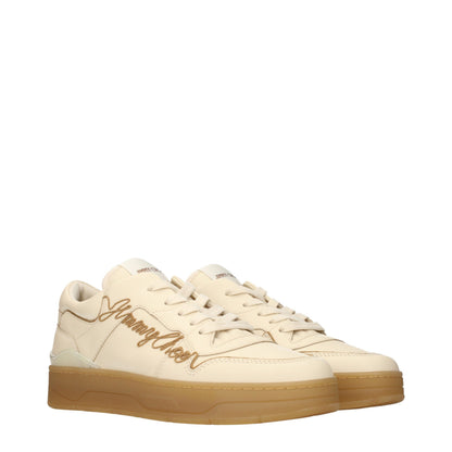 Sneakers by Jimmy Choo for men in leather beige features an fashionable silhouette, showcasing the premium Men's Low Top Leather Sneakers in a fashionable low-top style that offers a fashionable finish for refined style.