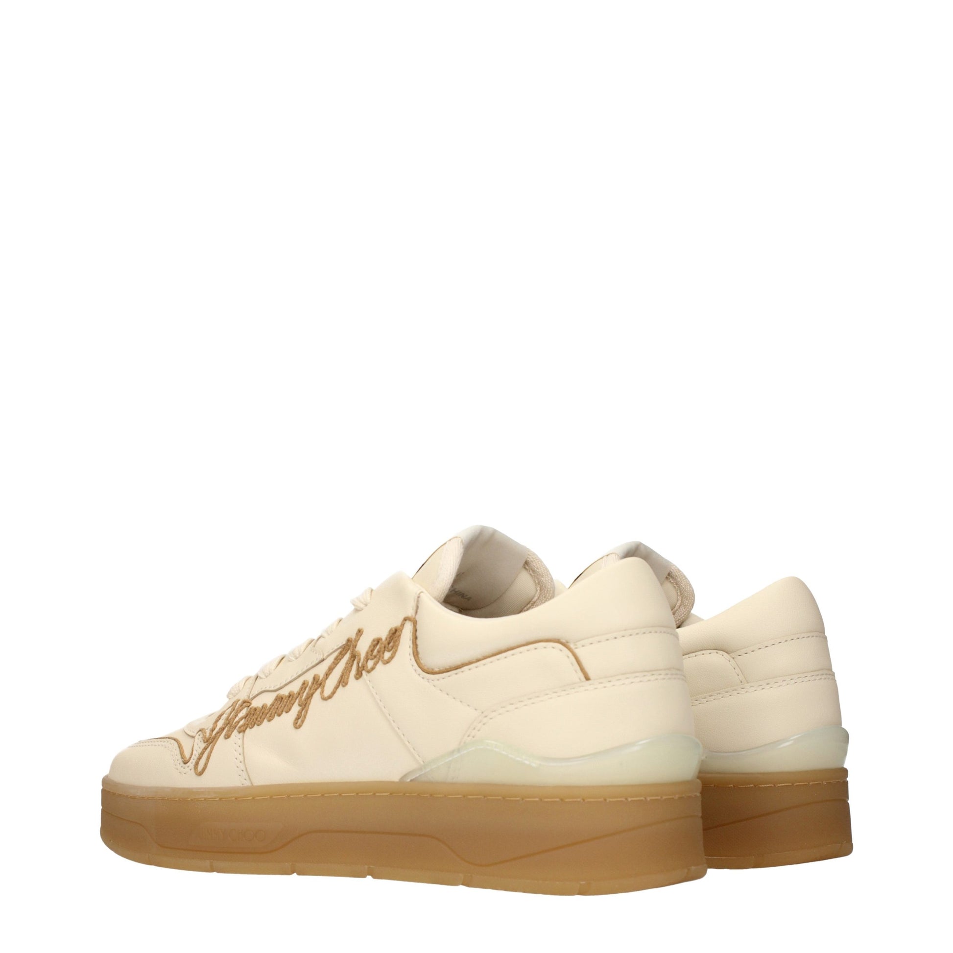 Sneakers by Jimmy Choo for men in leather beige features an versatile design from the Men's Low Top Leather Sneakers collection, highlighting a versatile low-top style for a premium, high-fashion look.