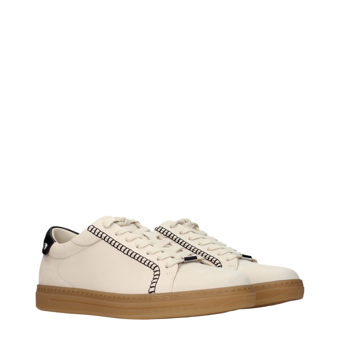 Sneakers by Jimmy Choo for men in suede leather beige features a chic design, perfectly showcasing the chic fashion style of this Men's Fashion Suede Leather Sneakers.