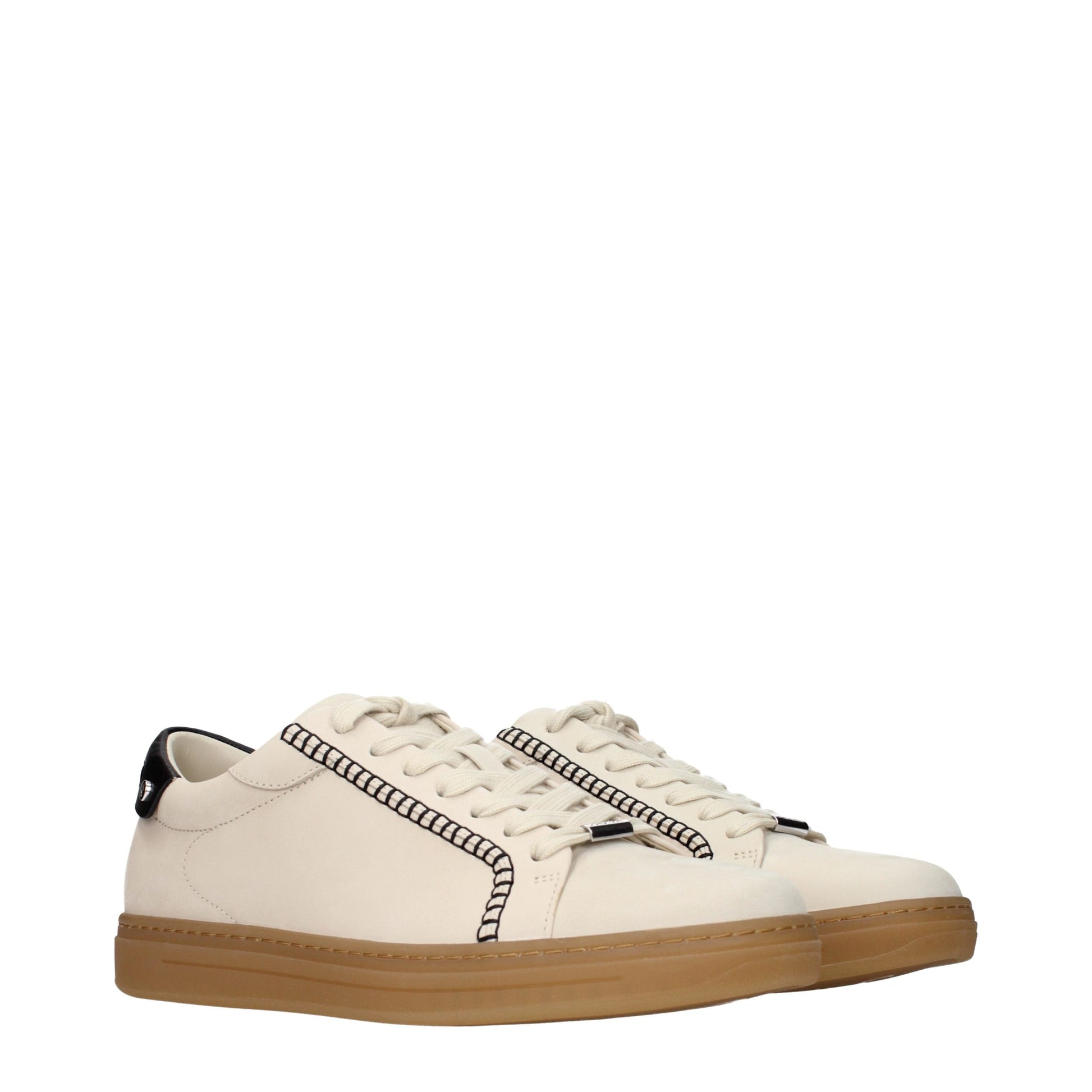 Sneakers by Jimmy Choo for men in suede leather beige features a chic design, perfectly showcasing the chic fashion style of this Men's Fashion Suede Leather Sneakers.
