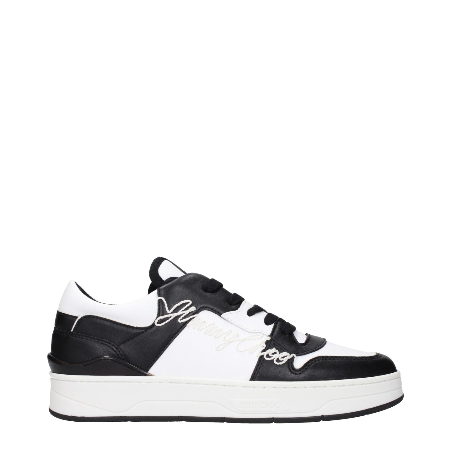 Sneakers by Jimmy Choo for men in leather black features an timeless silhouette from the Men's Fashion Leather Sneakers collection, showcasing a signature fashion style with an timeless finish.