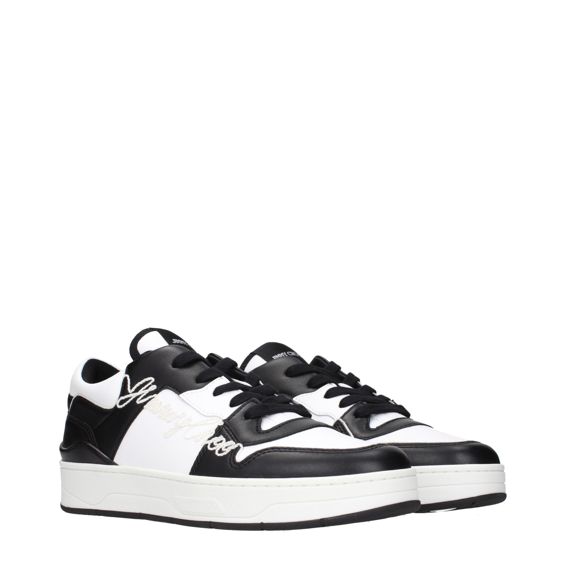 Sneakers by Jimmy Choo for men in leather black presents a on trend silhouette from the Men's Fashion Leather Sneakers collection, showcasing a on trend fashion style for an elevated aesthetic.