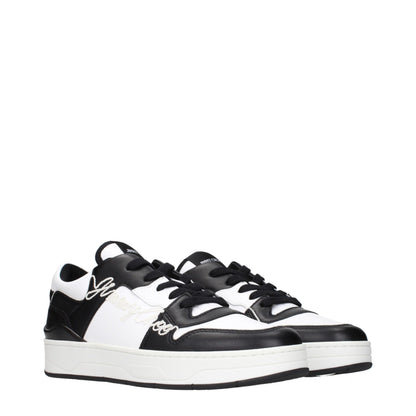 Sneakers by Jimmy Choo for men in leather black presents a on trend silhouette from the Men's Fashion Leather Sneakers collection, showcasing a on trend fashion style for an elevated aesthetic.