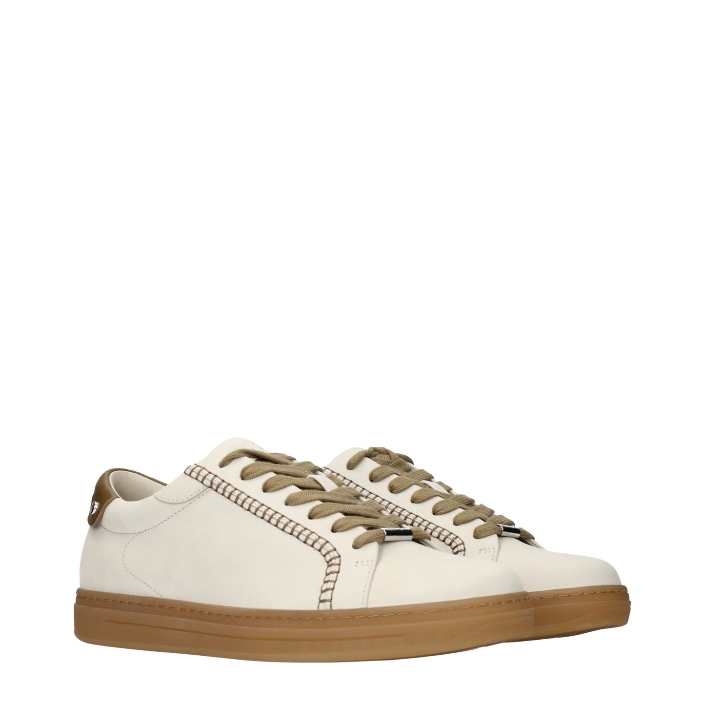 Sneakers by Jimmy Choo for men in suede leather beige presents a sumptuous silhouette, artfully capturing the essence of the Men's Fashion Suede Leather Sneakers with its sumptuous fashion style design.
