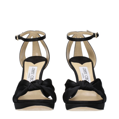 Jimmy Choo Women's Satin Platform Sandals - Black