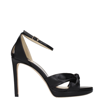 Jimmy Choo Women's Leather Platform Sandals - Black