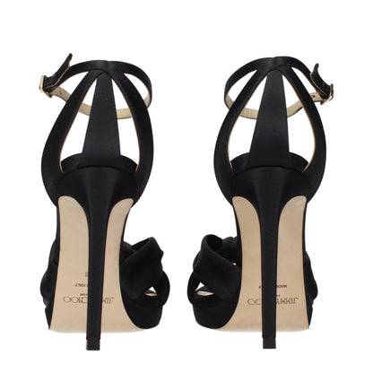 Jimmy Choo Women's Satin Platform Sandals - Black
