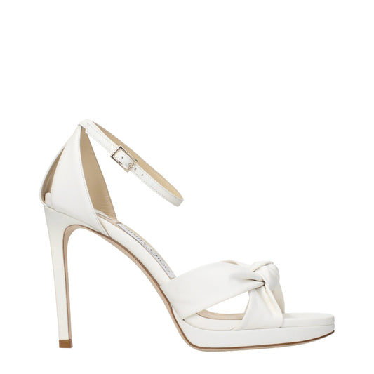 Jimmy Choo Women's Leather Platform Sandals - White